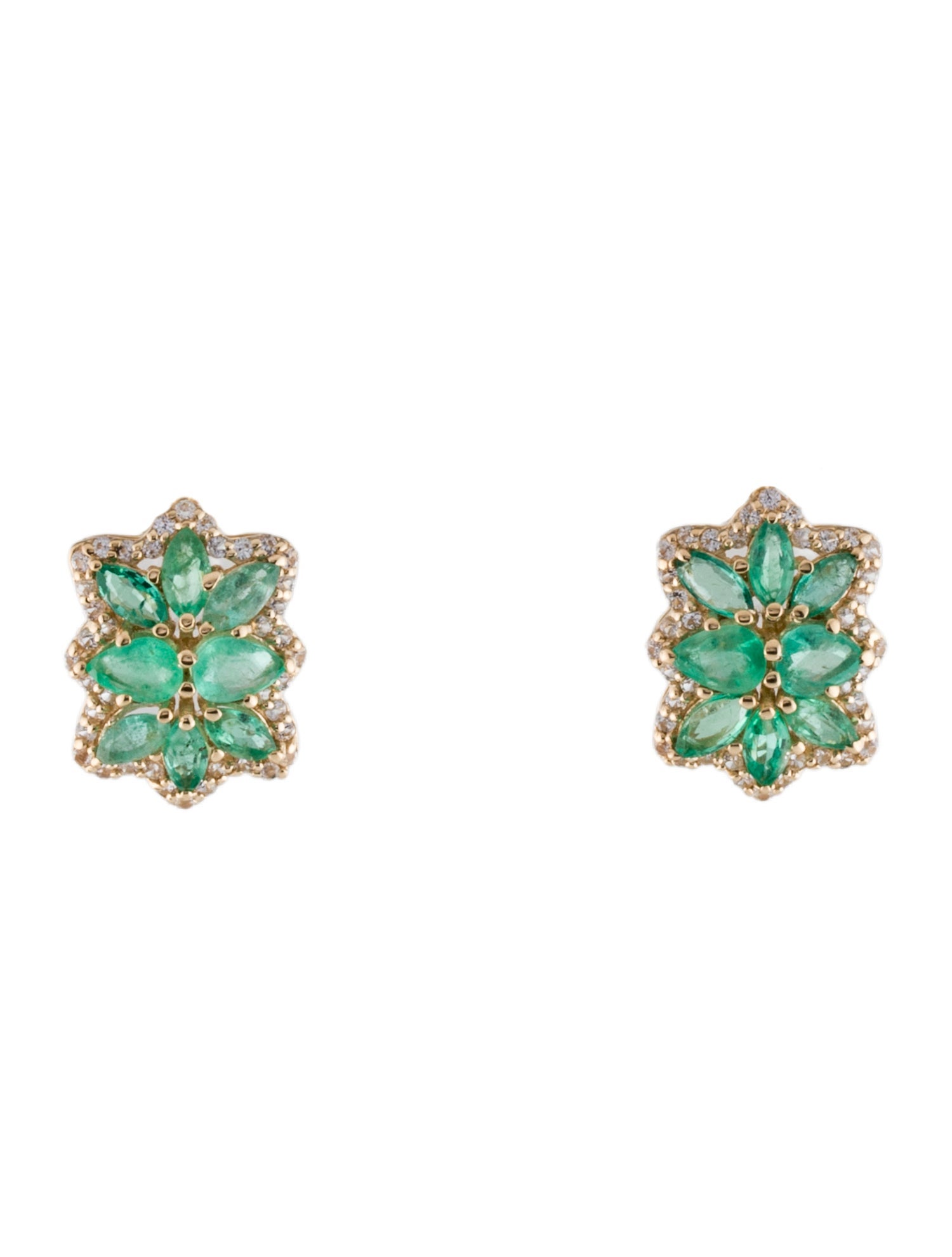 Earrings 14K Emerald & Sapphire Stud