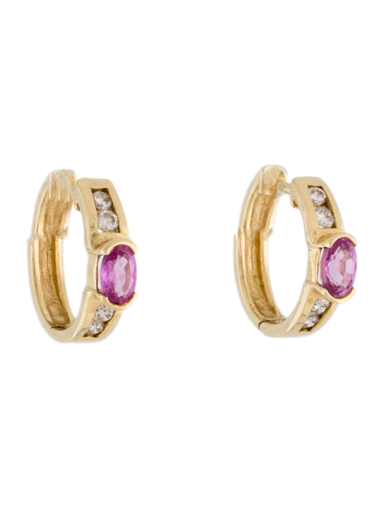 Earrings 14K Sapphire & Diamond Huggie