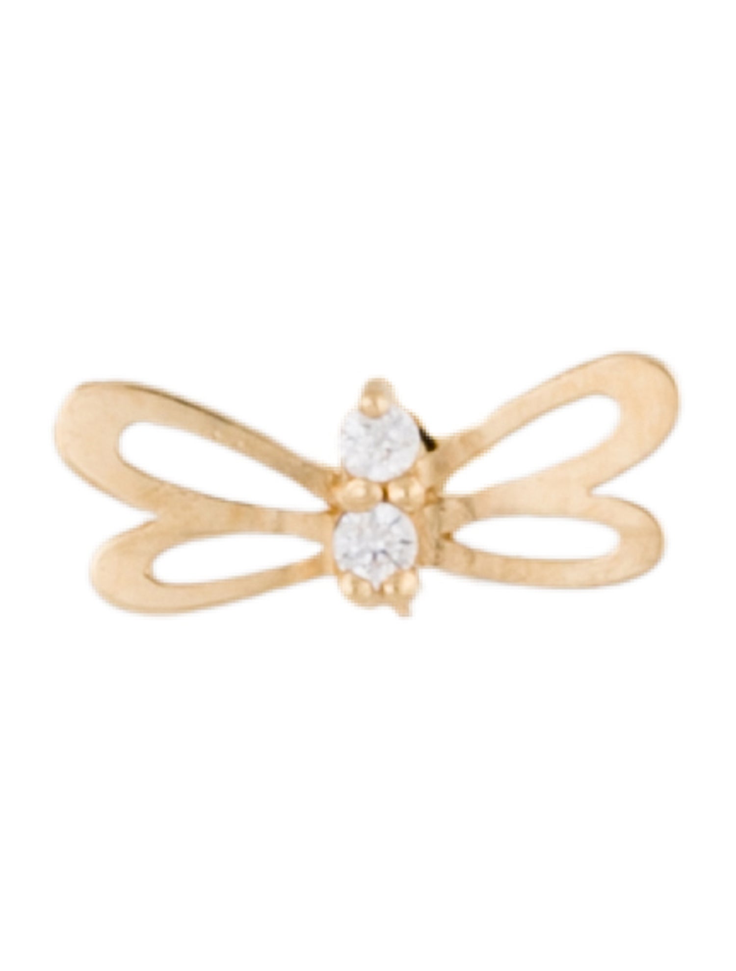 Earrings 14K Cubic Zirconia Butterfly Single Stud Earring