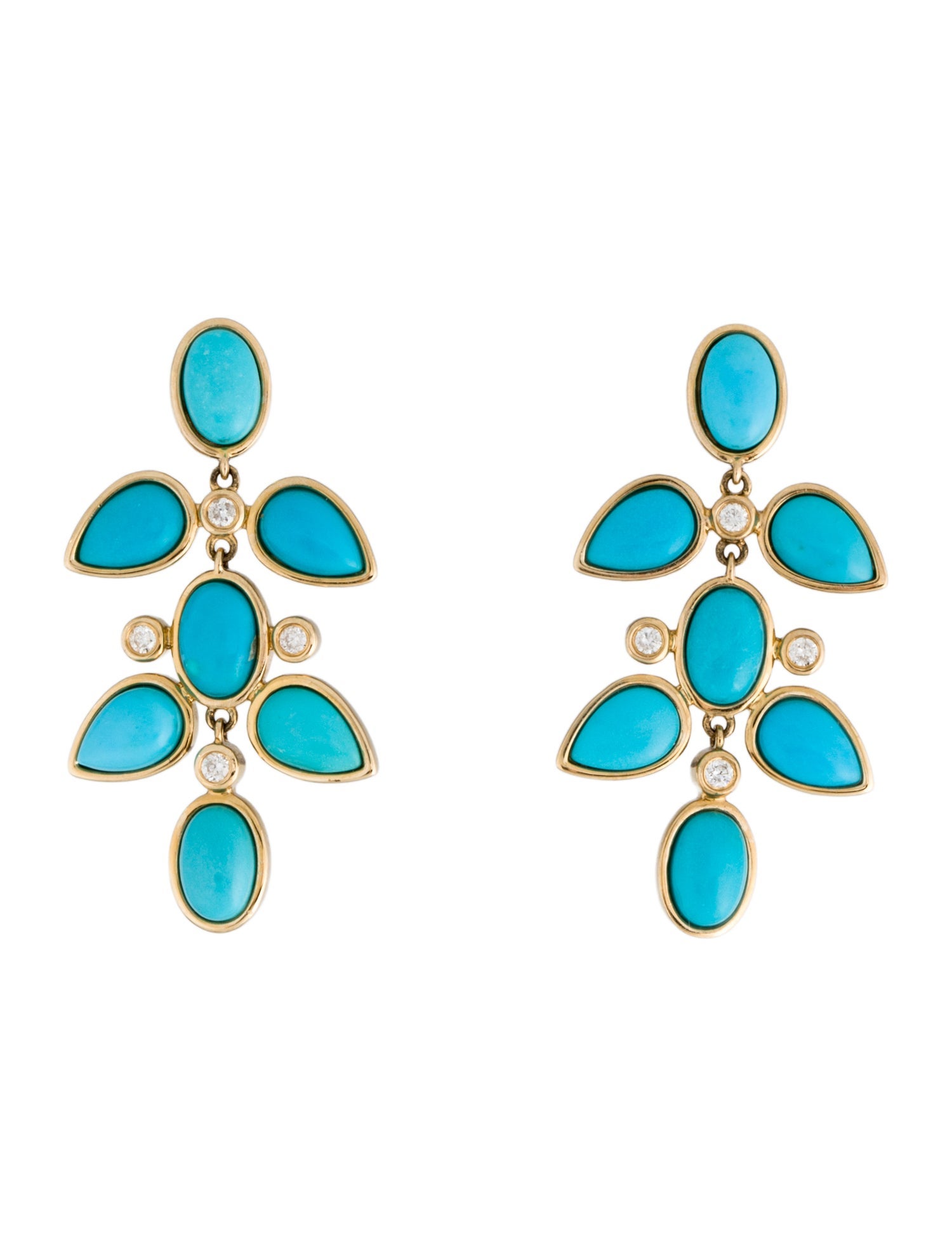 Earrings 14K Turquoise & Diamond Drop