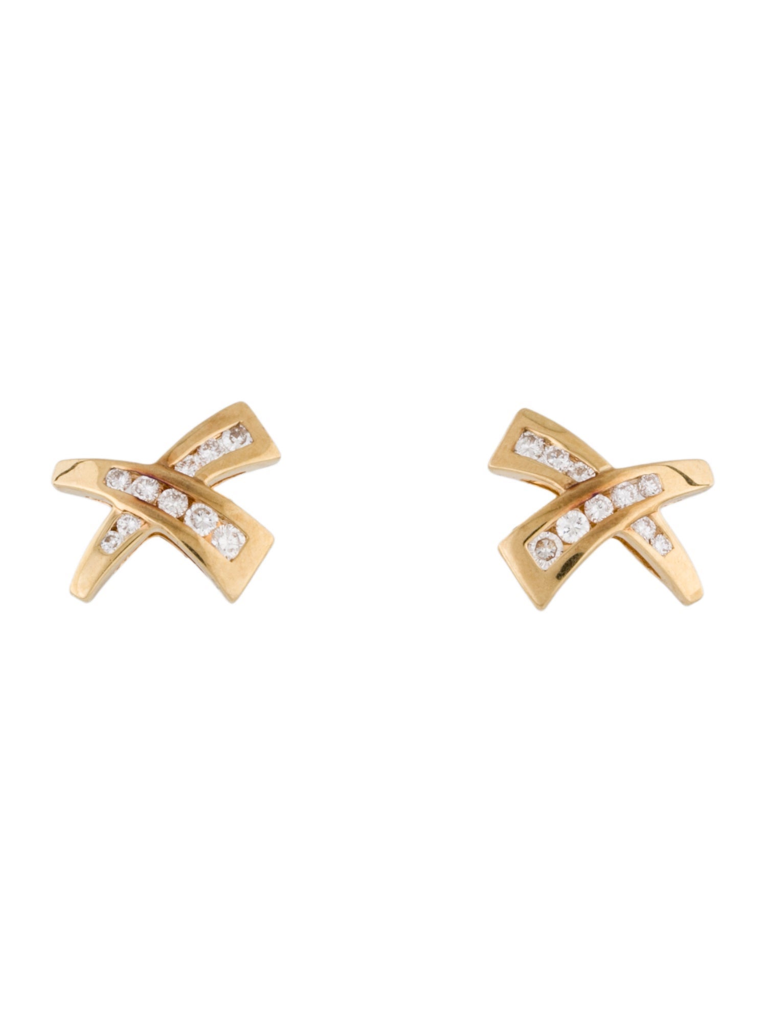 Earrings 14K Diamond X Stud