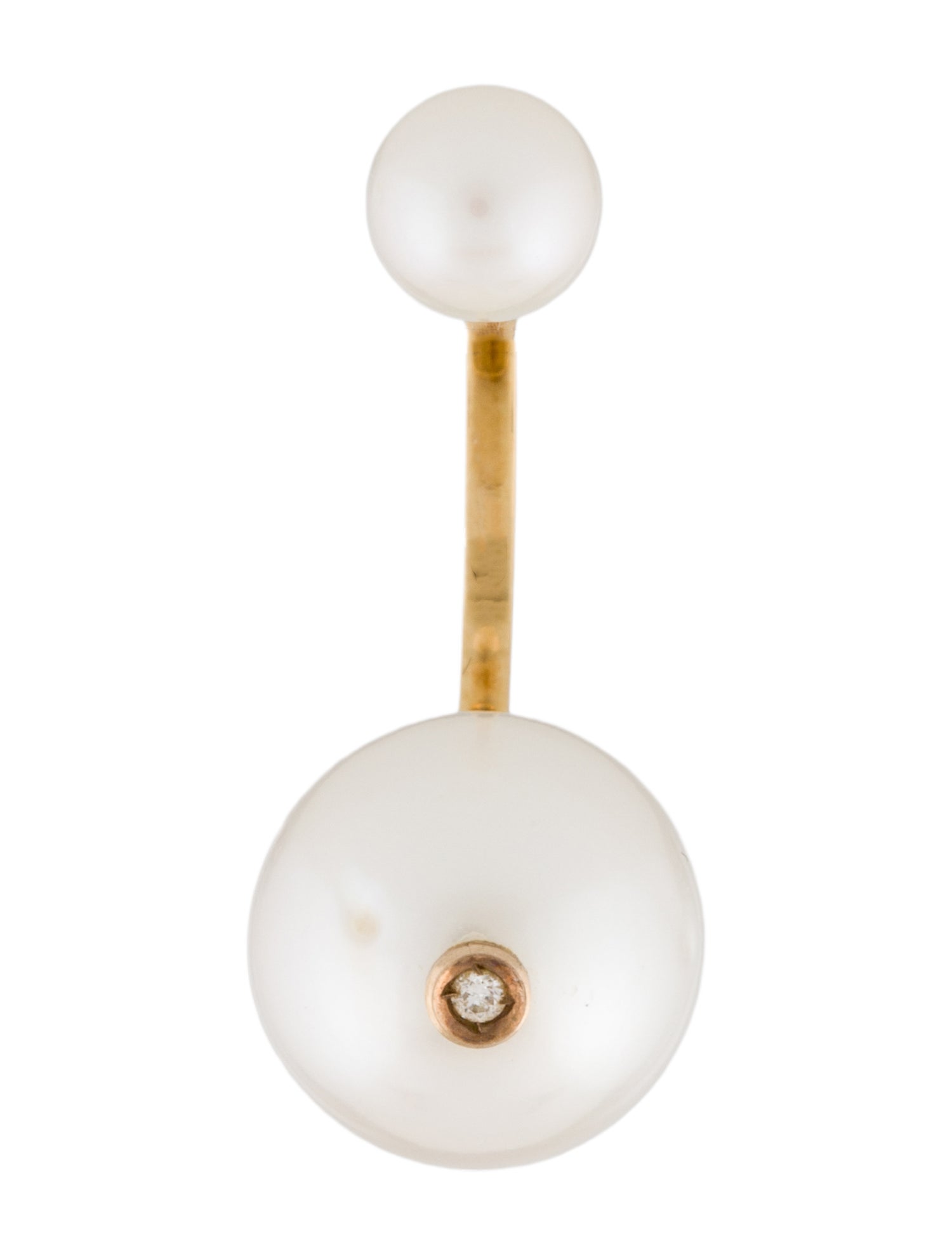 Earrings 18K Pearl & Diamond Single Drop Earrings