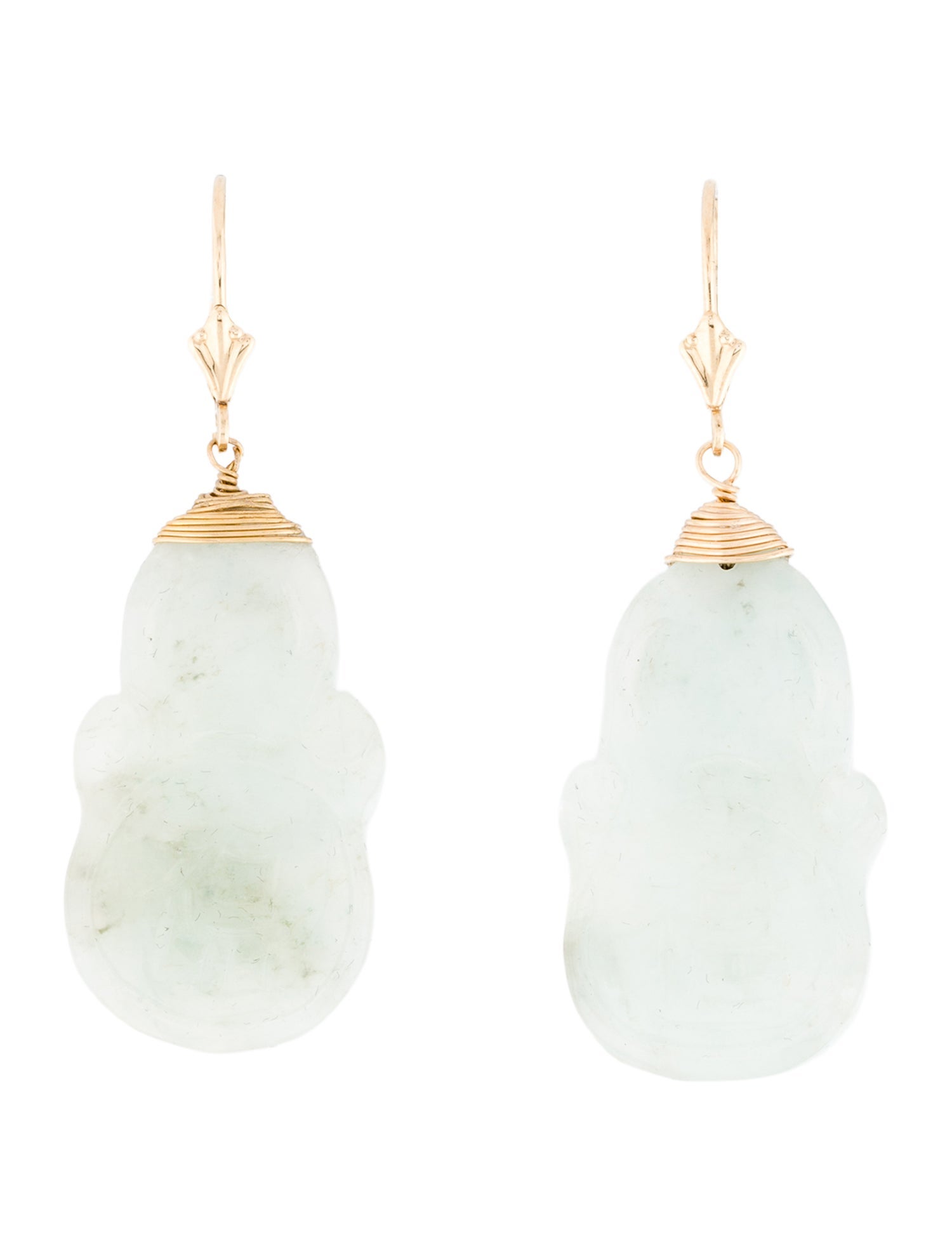 Earrings 14K Jadeite Buddha Drop