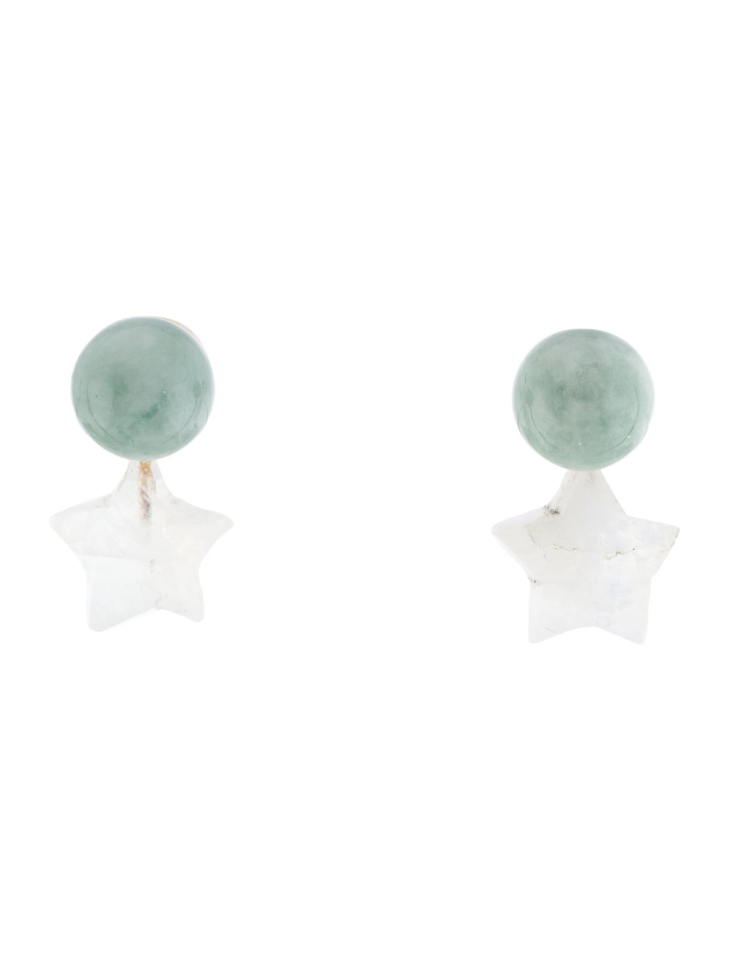 Earrings 18K Jadeite & Moonstone Star Drop