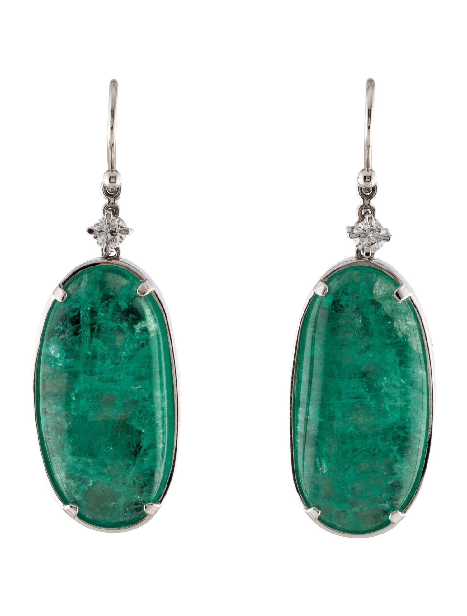 Earrings 18K Emerald & Diamond Drop