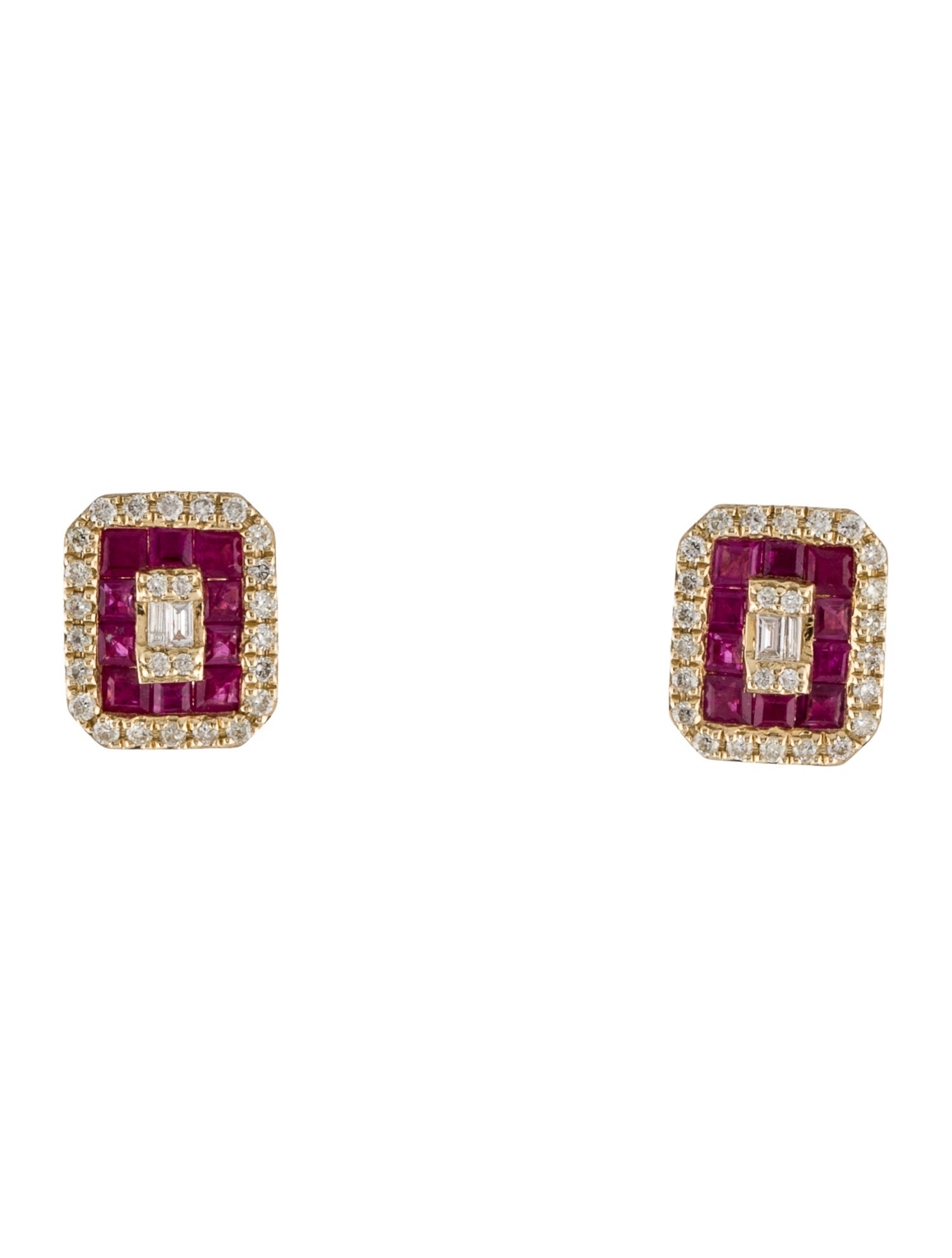 Earrings 14K Ruby & Diamond Stud Earrings