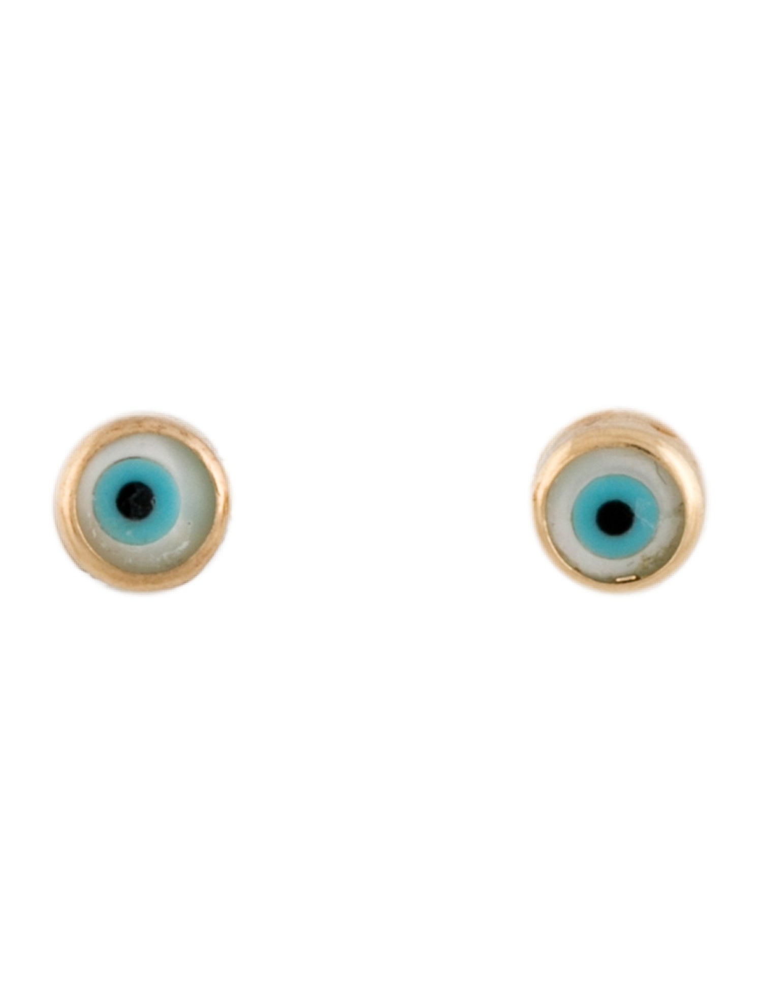 Earrings 14k Mother Of Pearl & Resin Evil Eye Stud