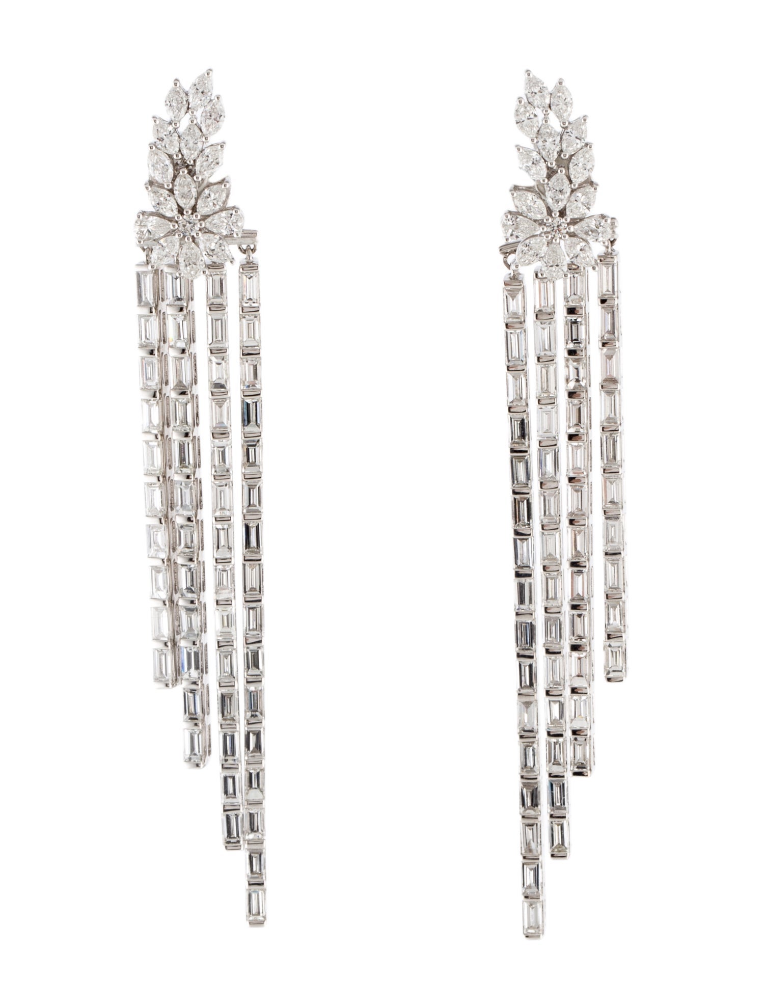 Earrings 18K 4.75ctw Diamond Flower Drop