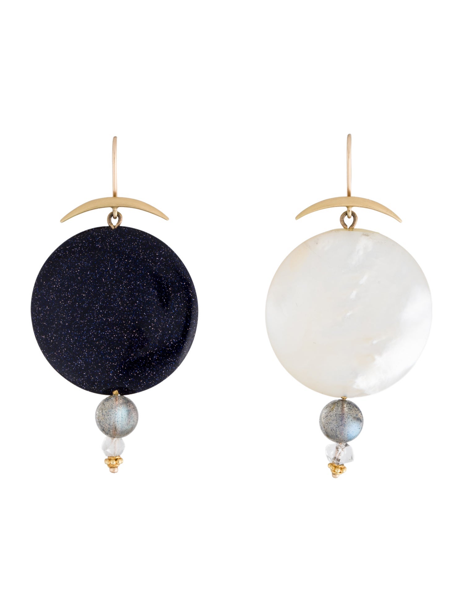 Earrings Mother of Pearl, Labradorite & Quartz Drop