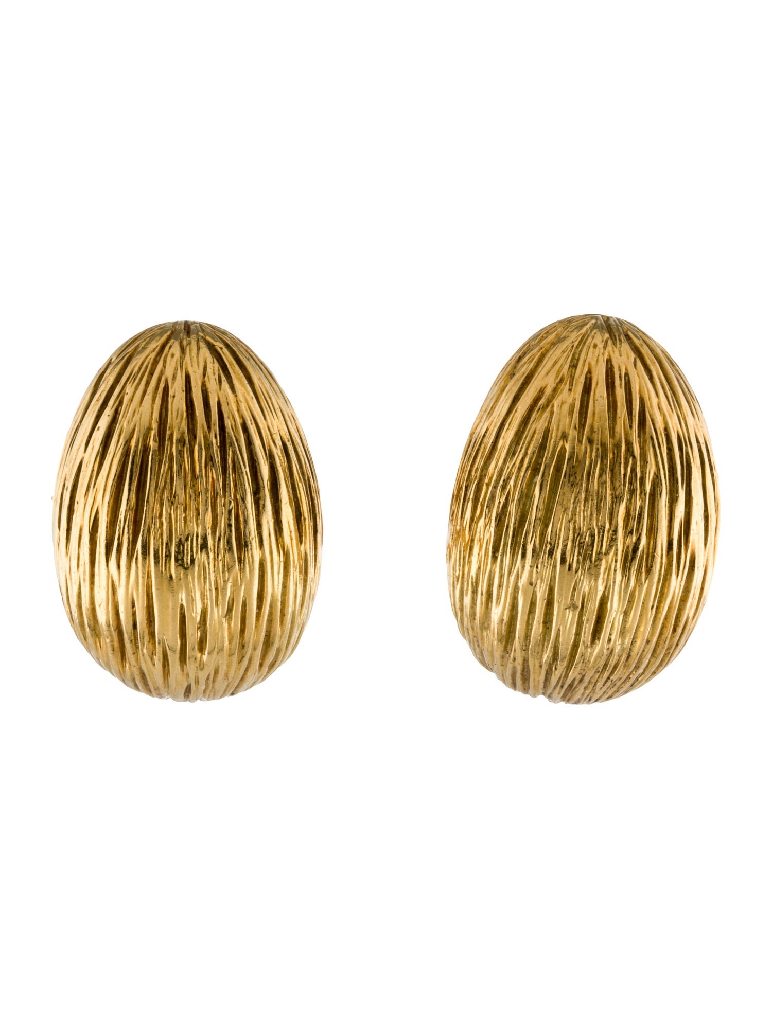 Earrings 18K Textured Dome Earclips