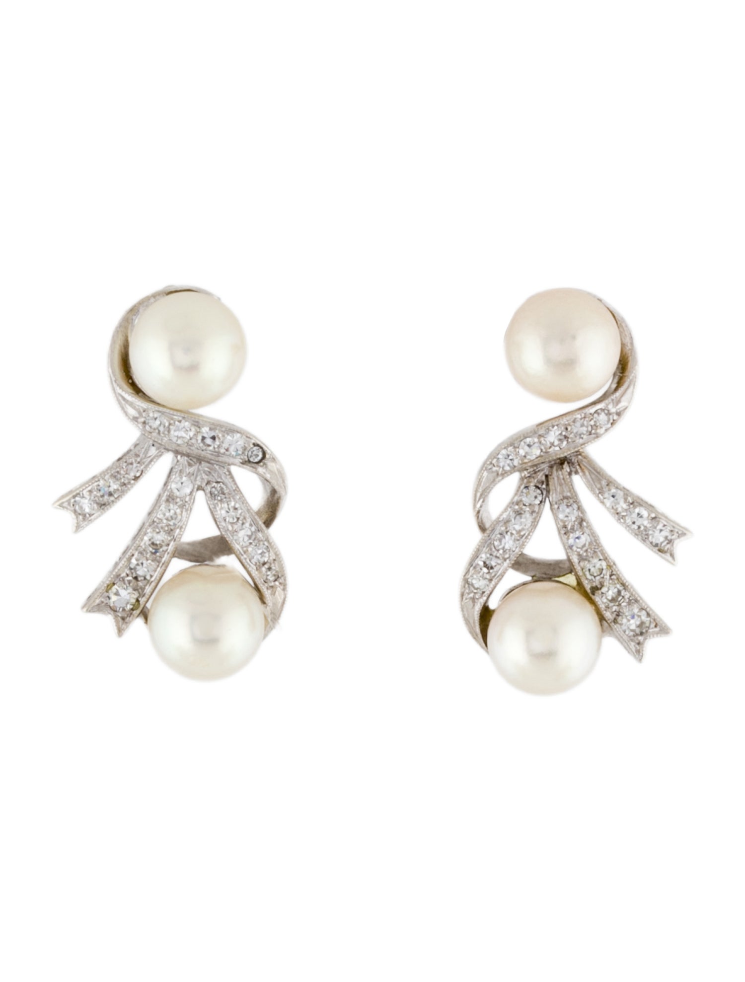 Earrings 14K Pearl & Diamond Drop