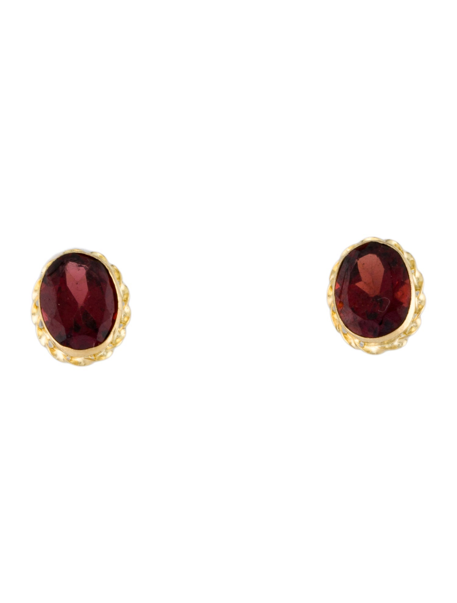 Earrings 14K Garnet Bezel Set Stud Earrings