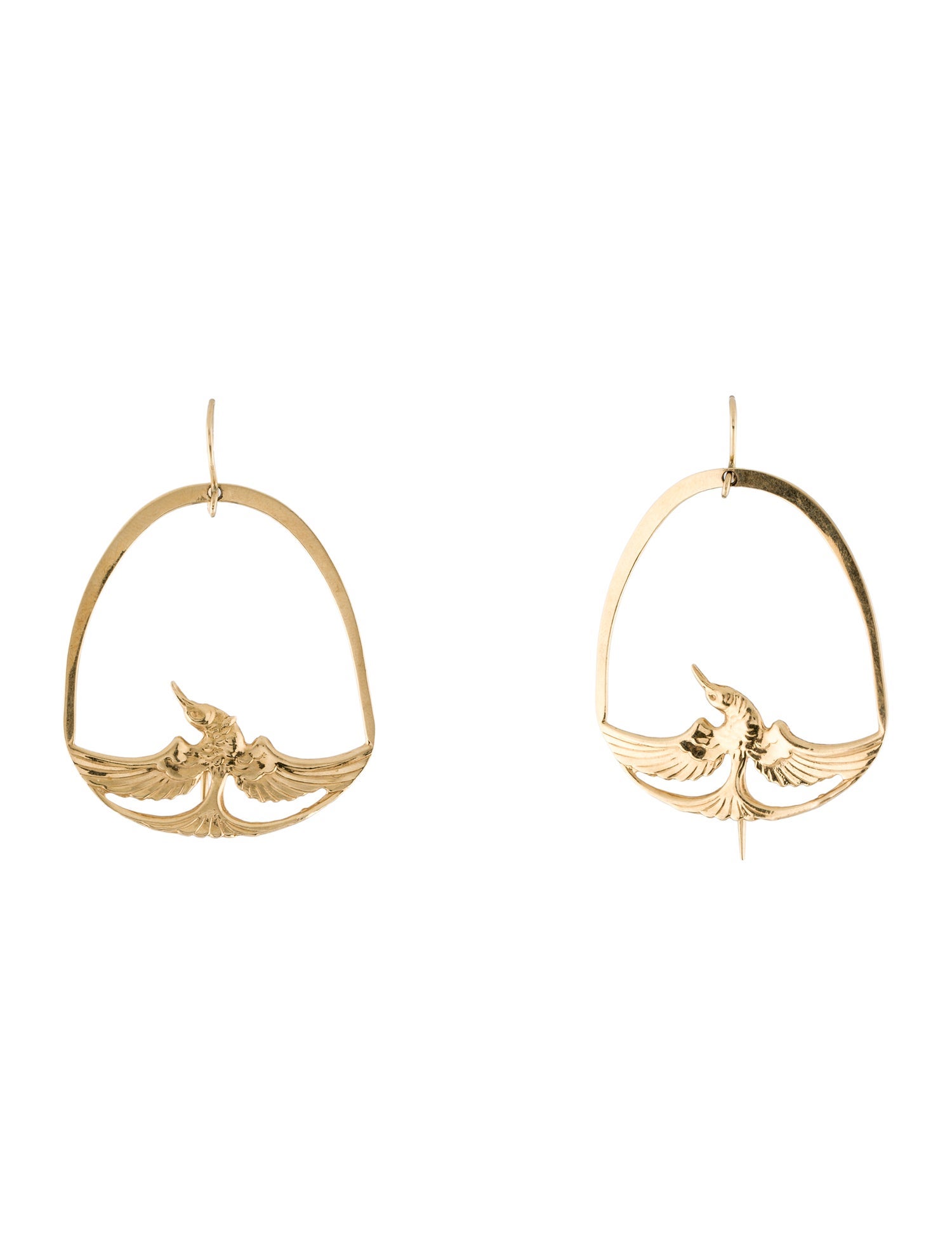 Earrings 14K Bird Chain Drop
