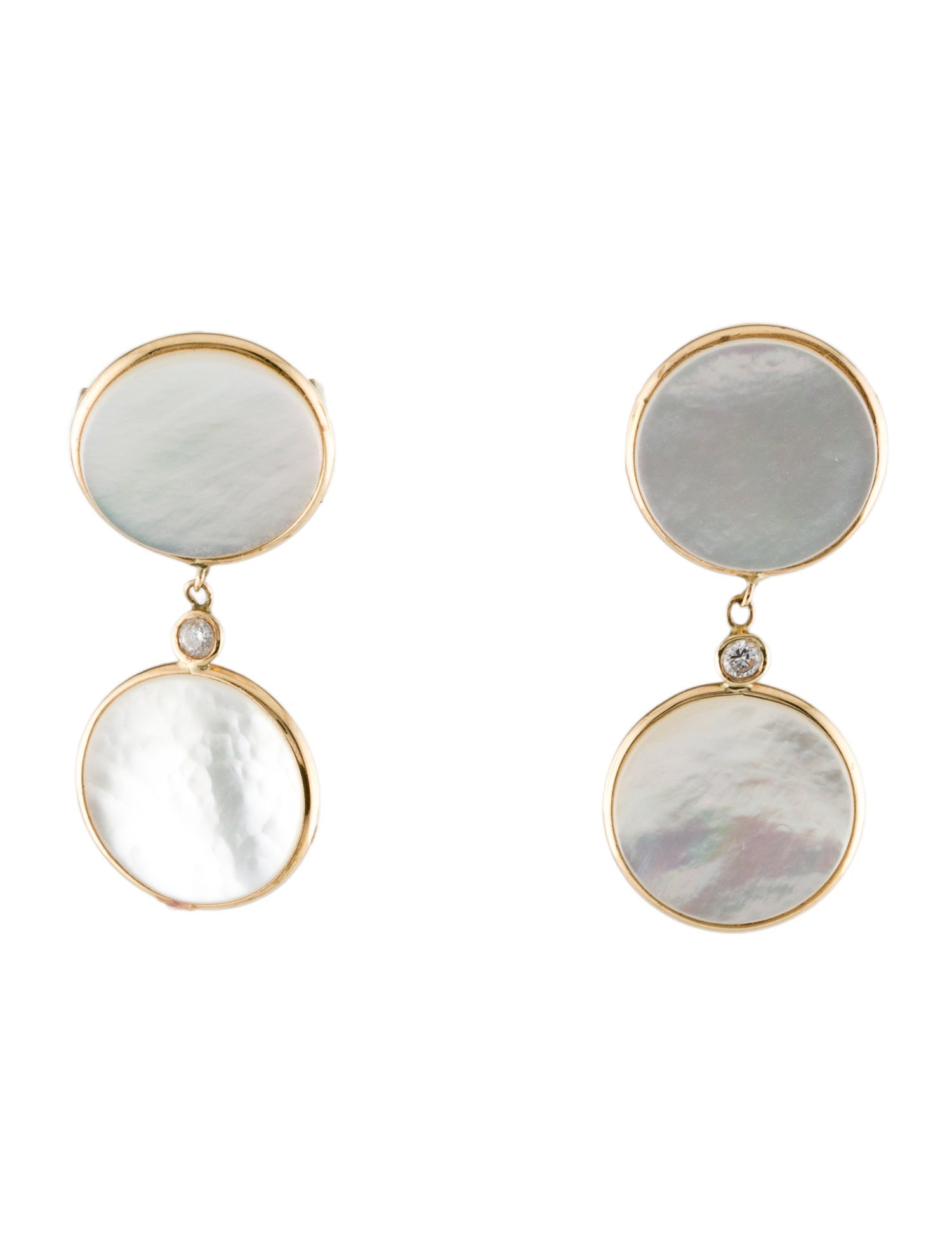 Earrings 14K Mother of Pearl & Diamond Drop