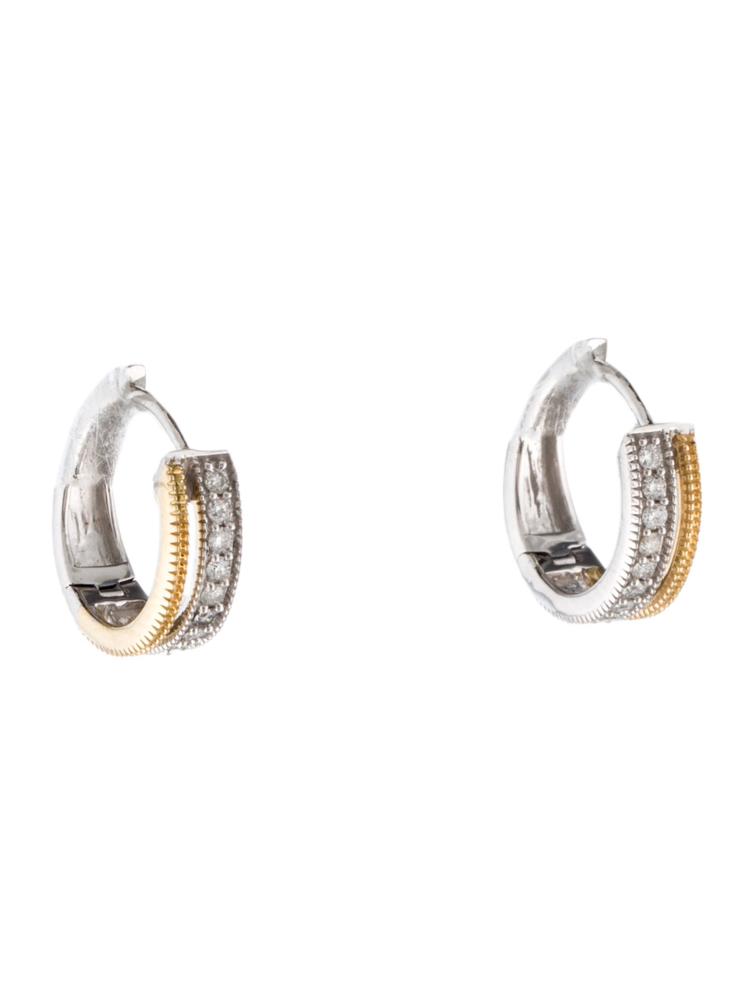 Earrings 14K Two-Tone Diamond Huggie Earrings