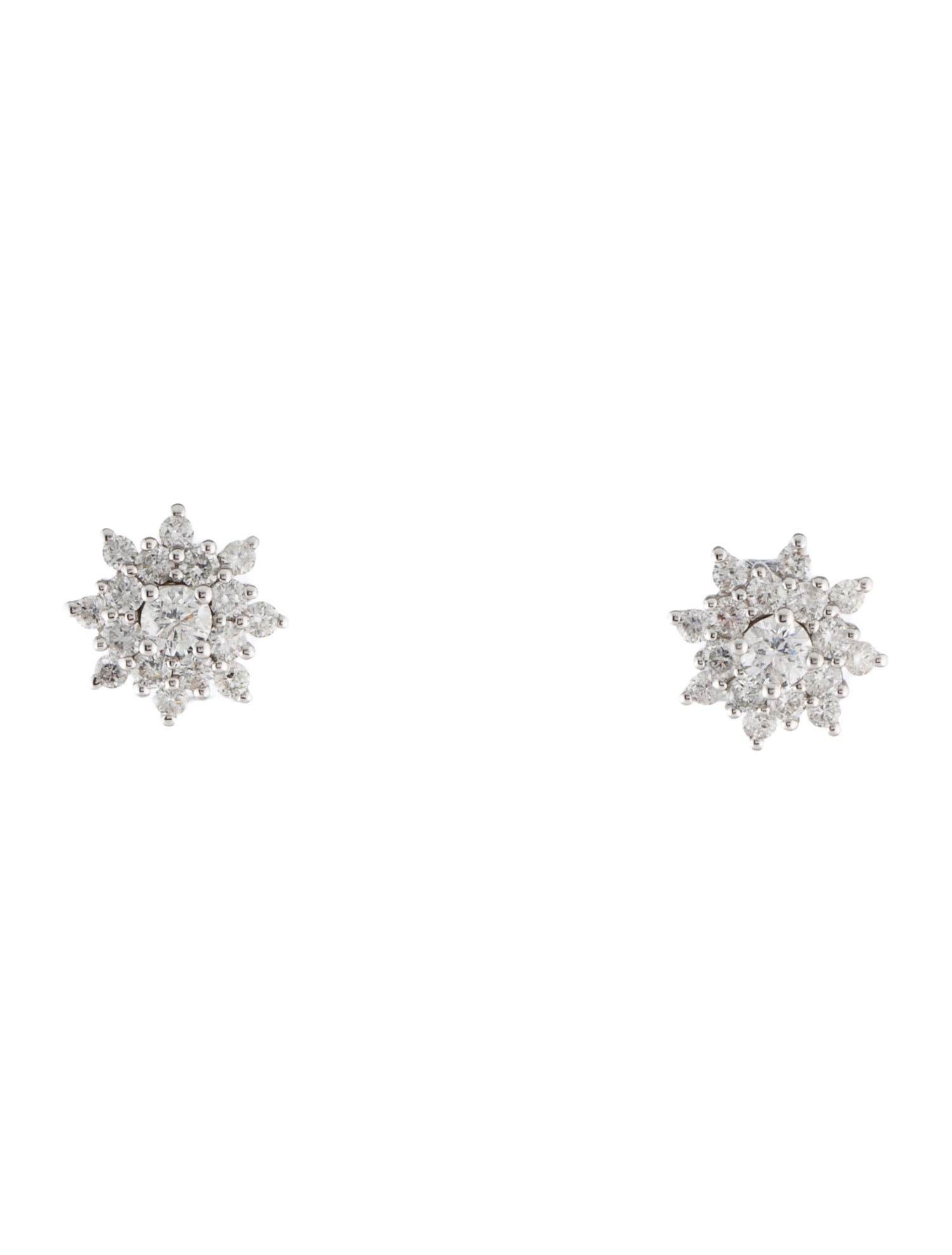Earrings 14K Diamond Cluster Floral Stud