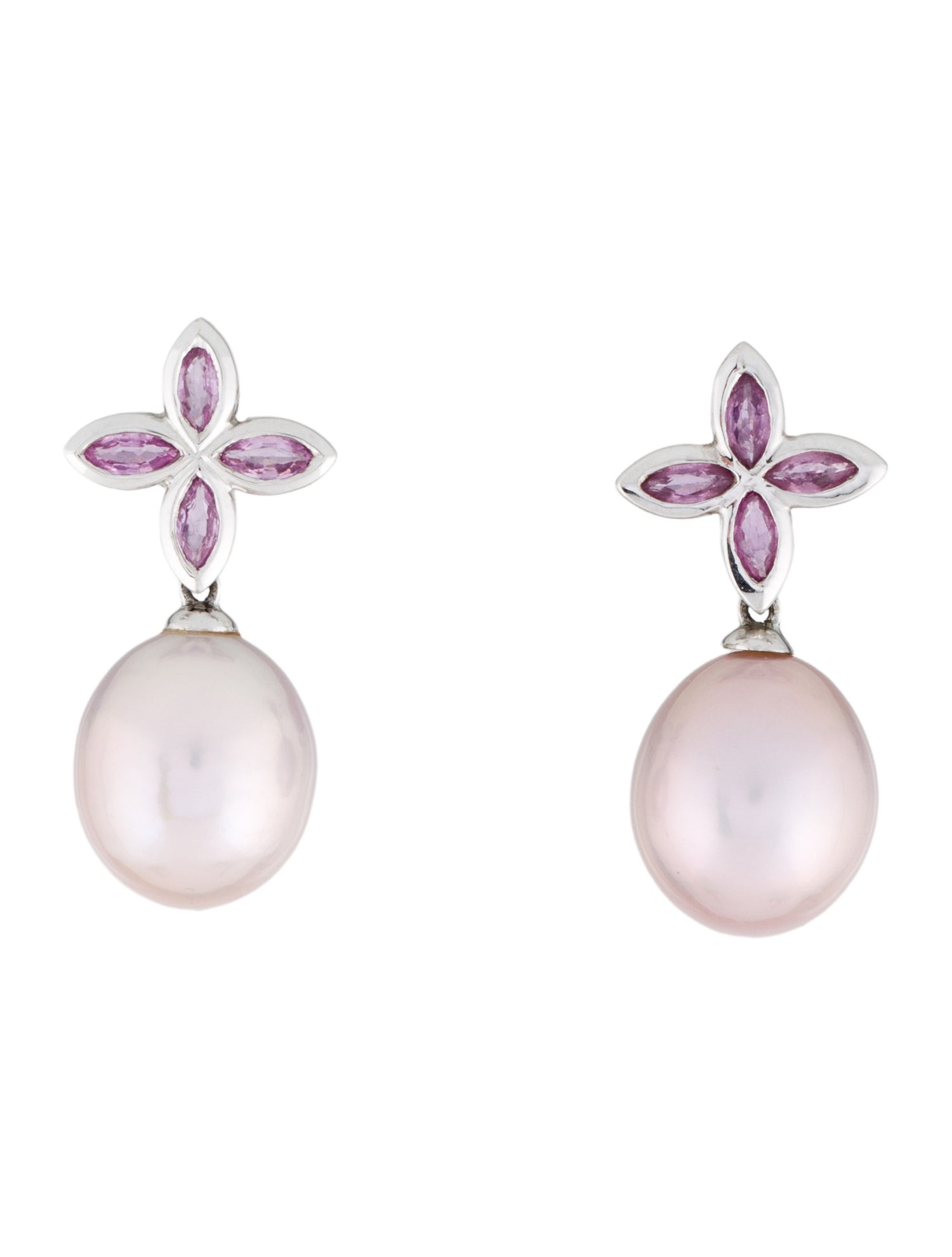 Earrings 18K Pearl & Sapphire Drop Earrings