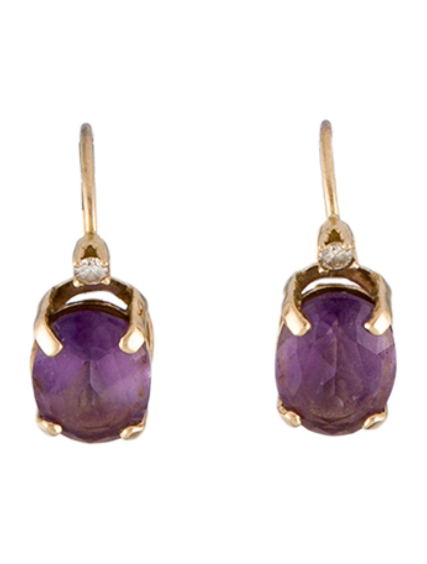 Earrings 10K Amethyst & Diamond Drop