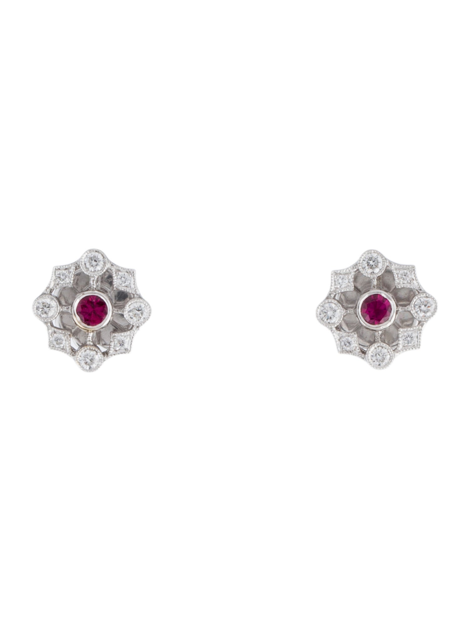 Earrings 18K Ruby & Diamond Stud