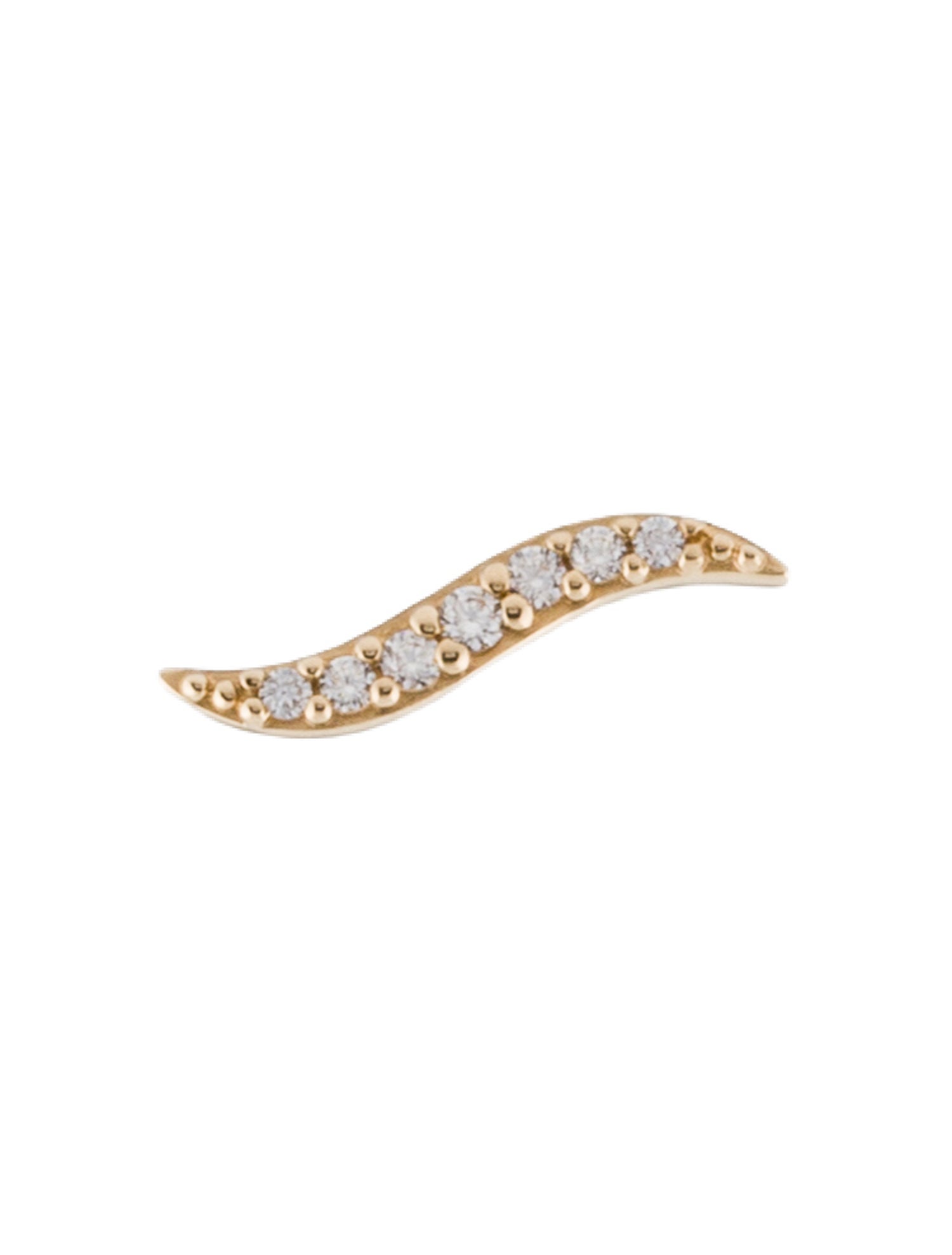 Earrings 14K Cubic Zirconia Curved Bar Single Stud Earring