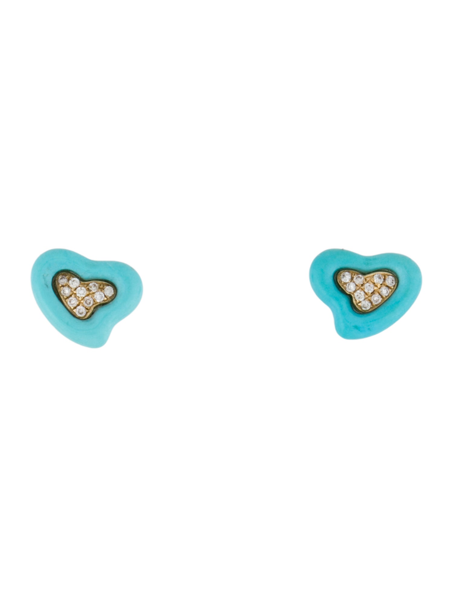 Earrings 18K Diamond & Enamel Heart Stud