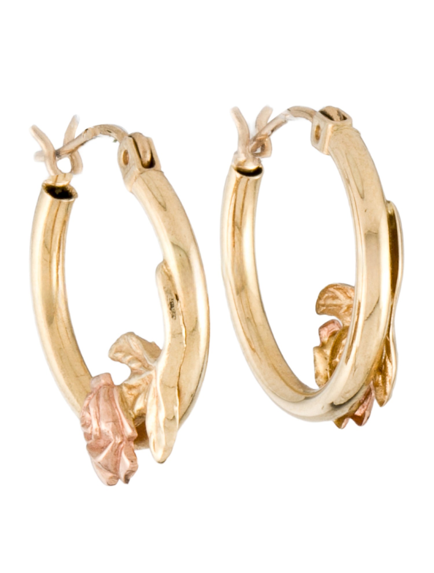 Earrings 14K Rose Motif Hoop