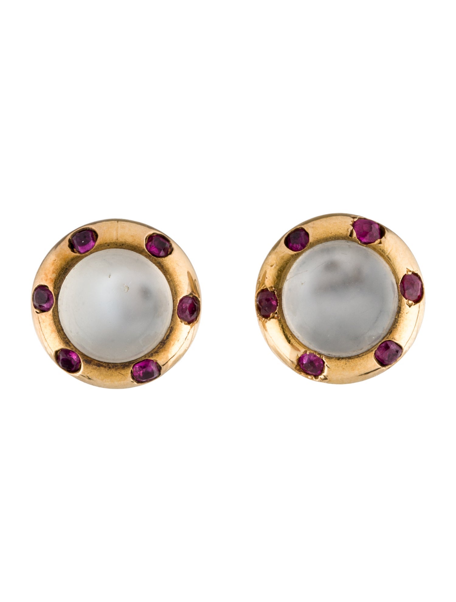 Earrings Moonstone & Ruby Stud
