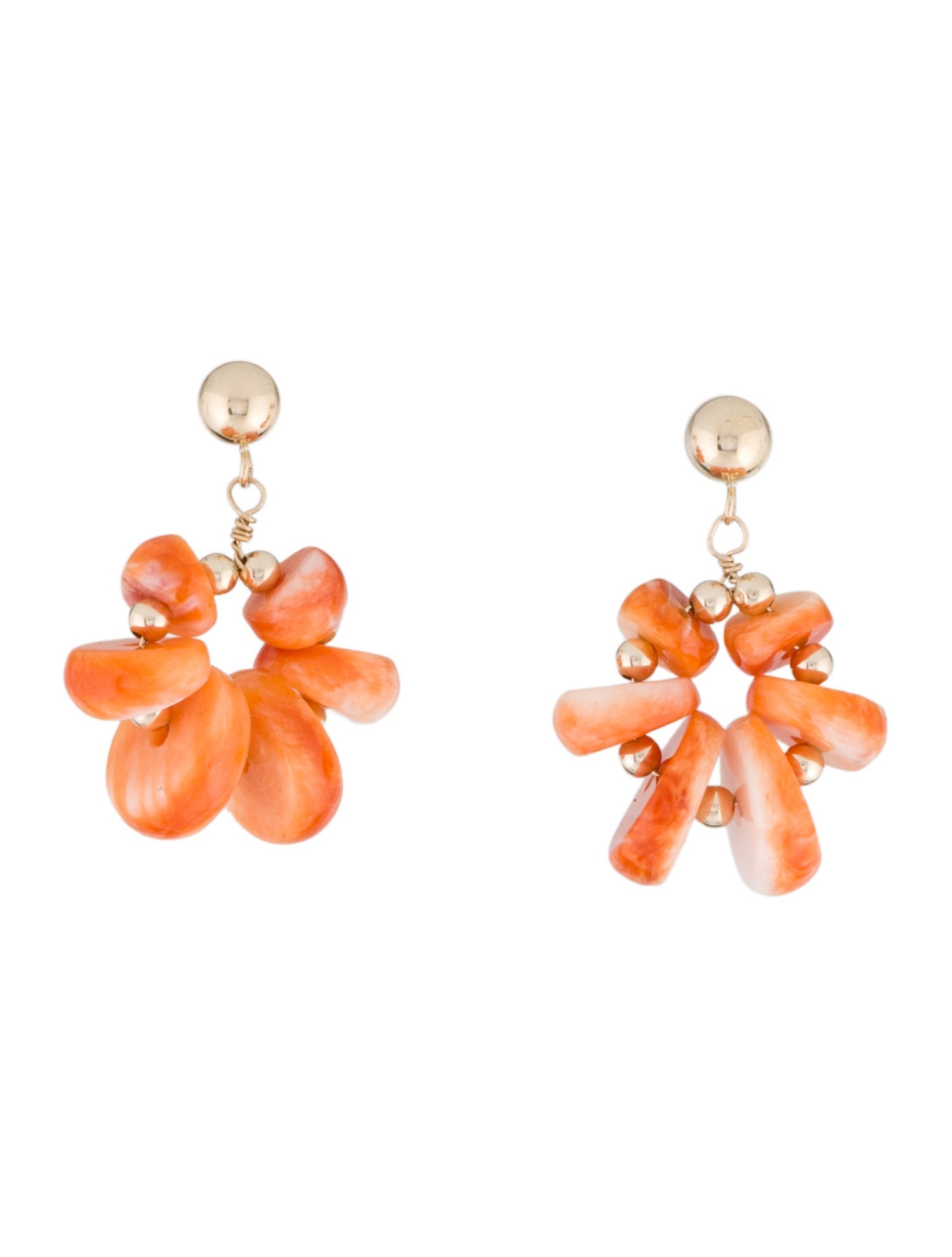Earrings 14K Spiny Oyster Shell Drop