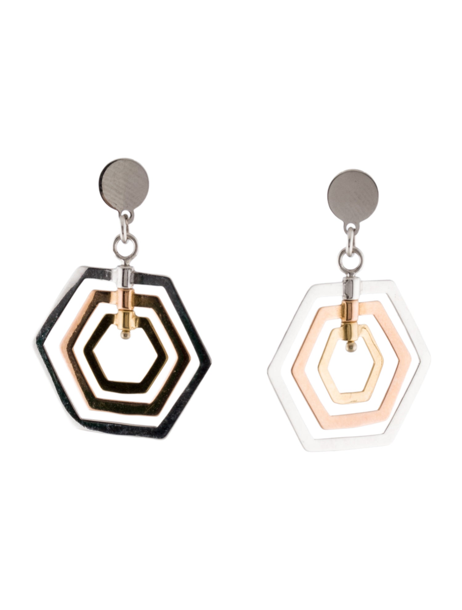 Earrings 18K Tri-Color Drop