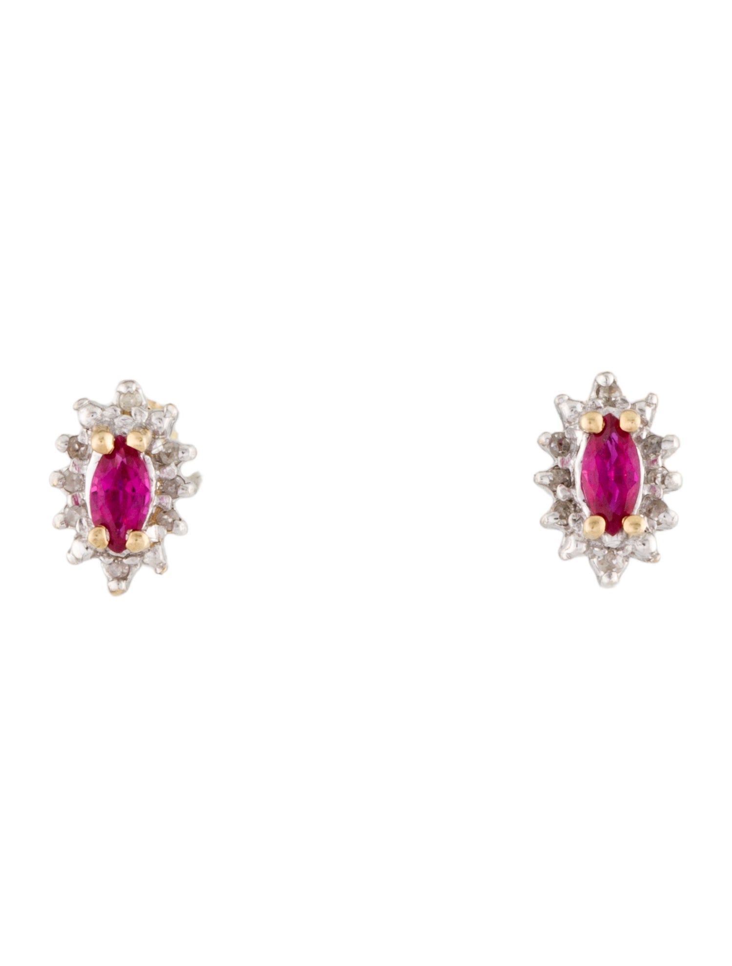 Earrings 10K Synthetic Ruby & Diamond Stud
