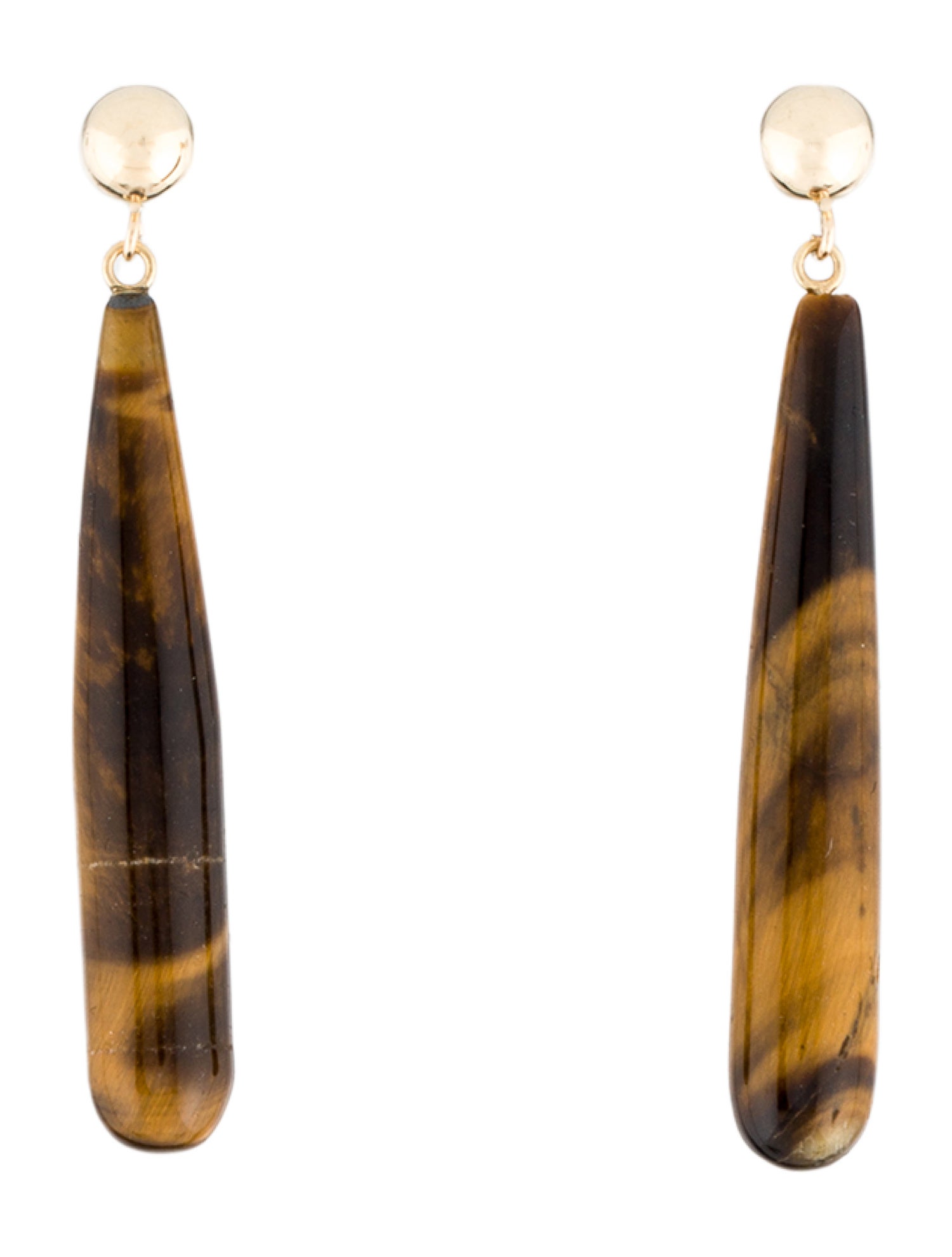 Earrings 14K Tiger's Eye Quartz Drop