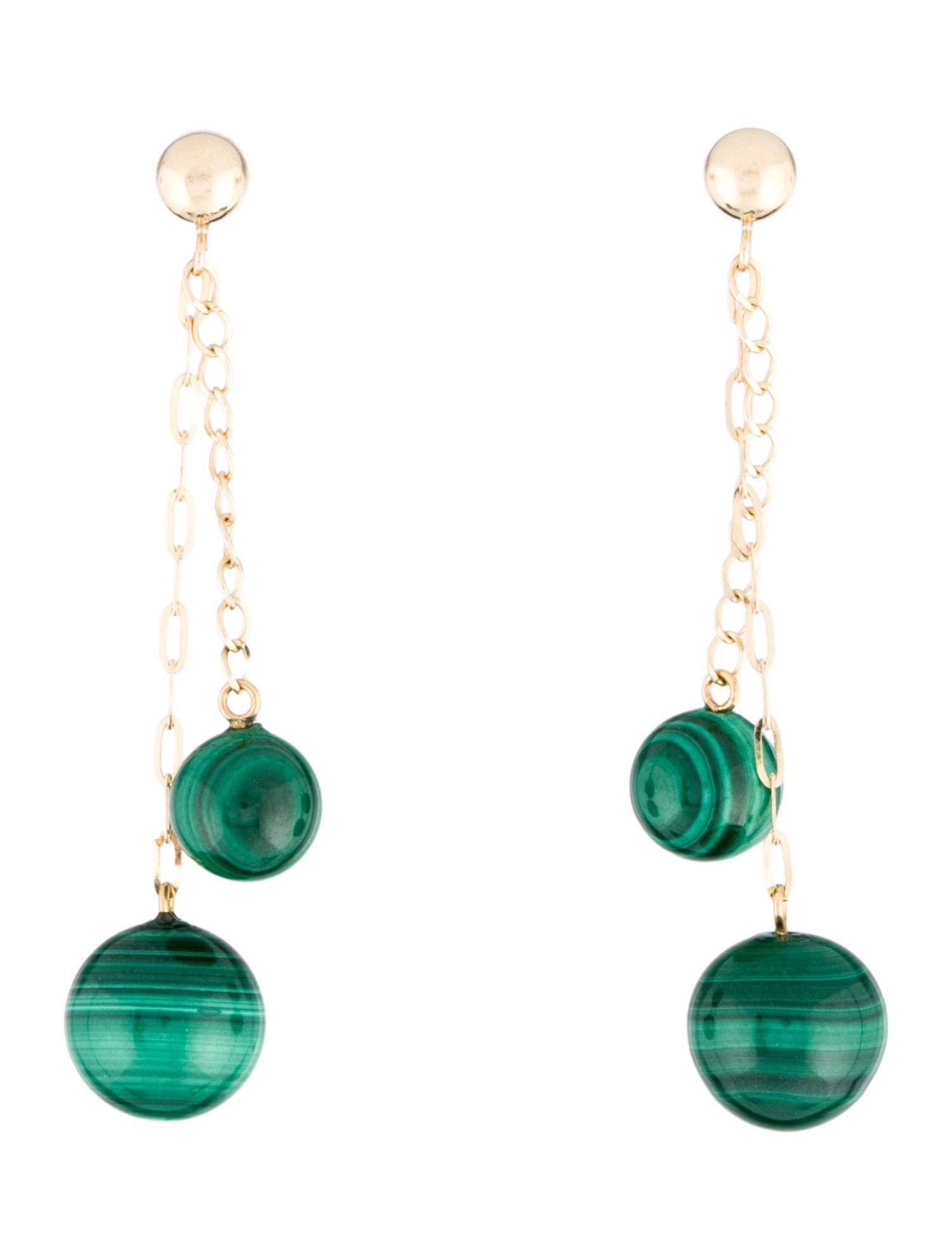 Earrings 14K Malachite Chain Drop