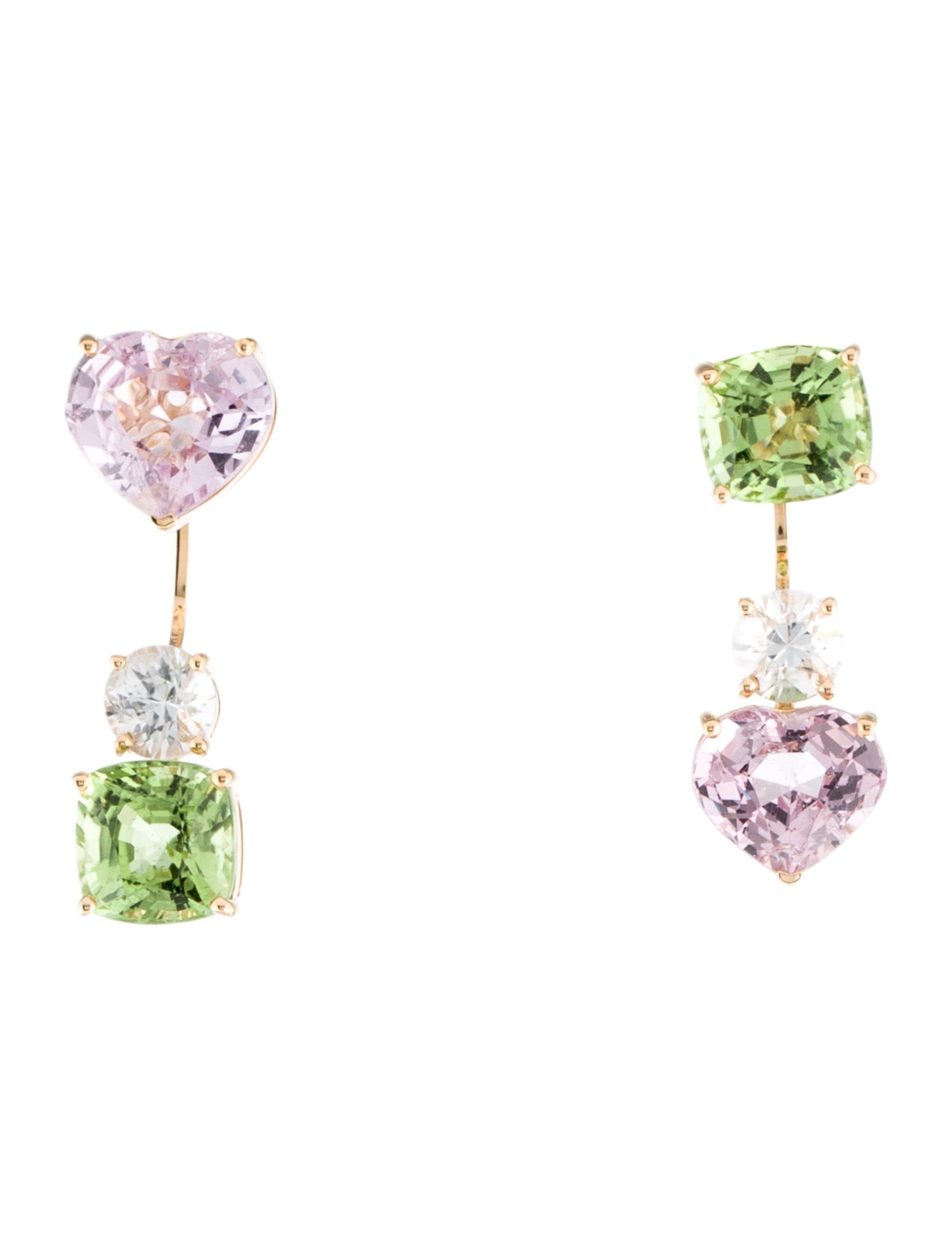 Earrings 18K 4.23ctw Spinel, Peridot & Sapphire Convertible Drop Earrings