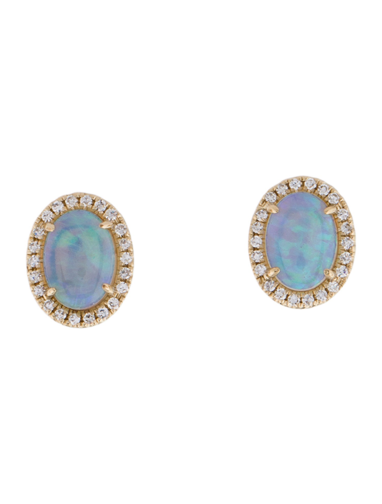 Earrings 14K Opal & Diamond Stud Earring