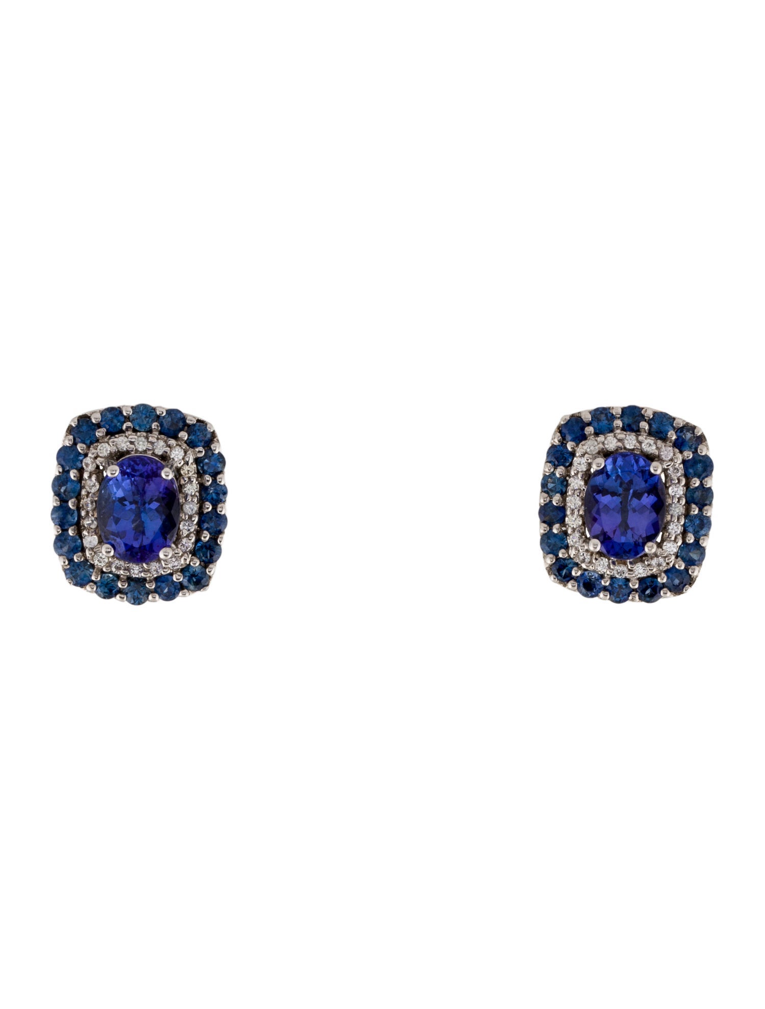 Earrings 14K 1.73ctw Tanzanite & Sapphire Earclips