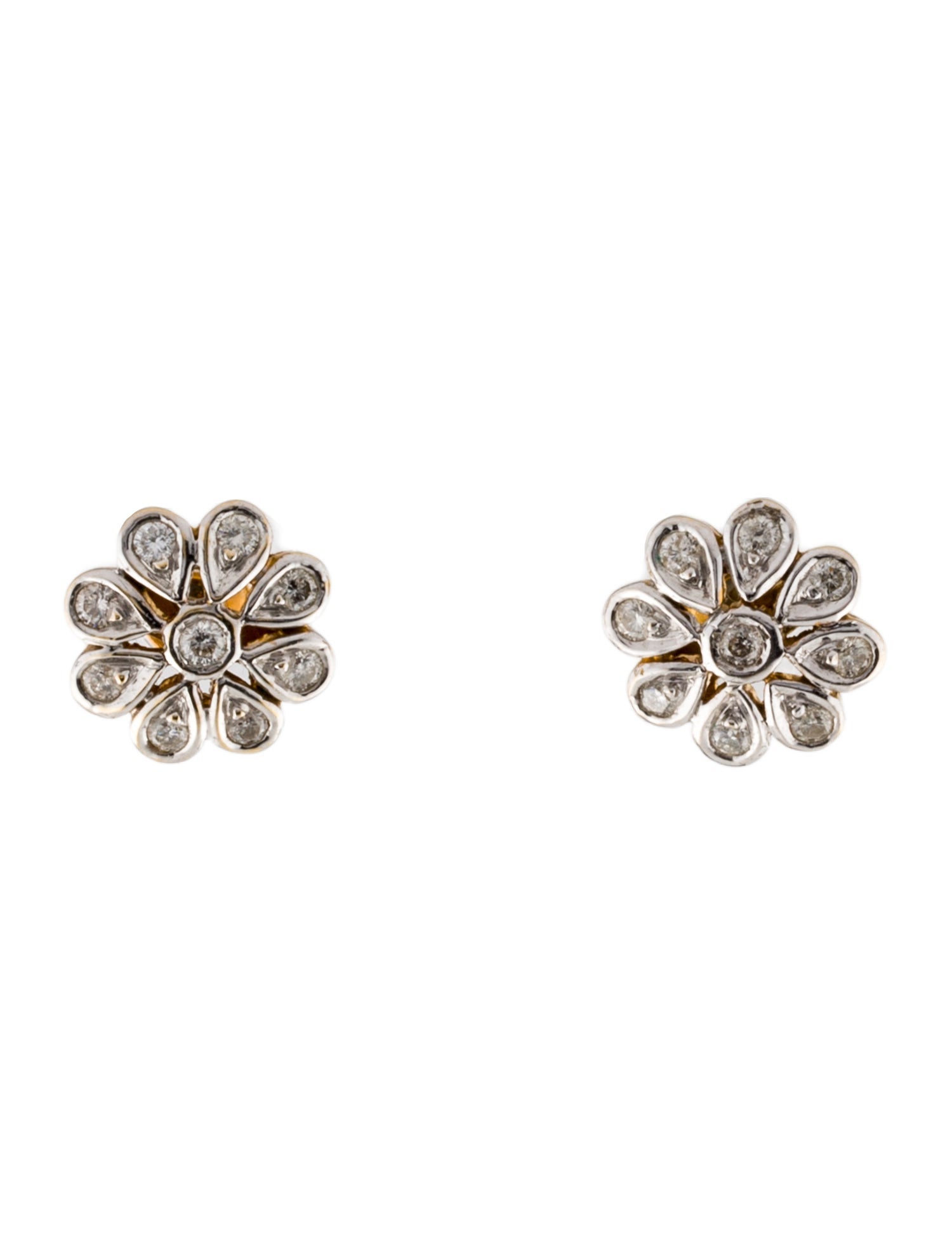Earrings 14K Diamond Flower Stud