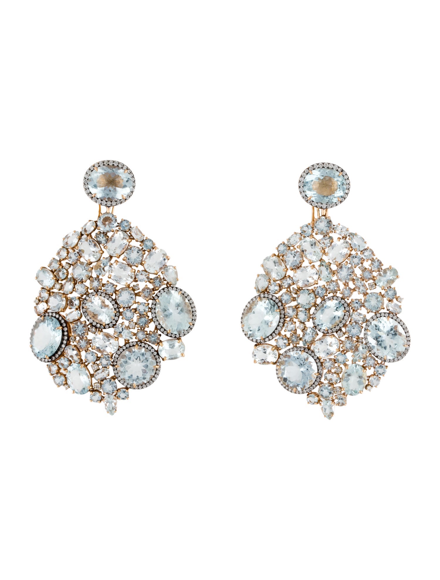 Earrings 18K 69.95ctw Aquamarine & Diamond Dangle