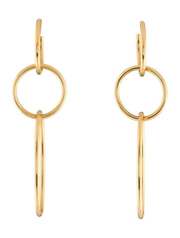 Pre-owned Earrings 14k Oval & Circle Drop  In Multi