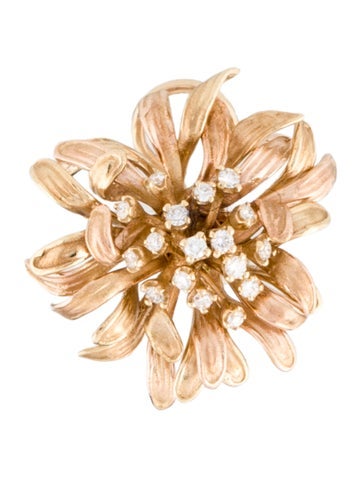 Pre-owned Earrings 14k Diamond Flower Single Earring In Multi