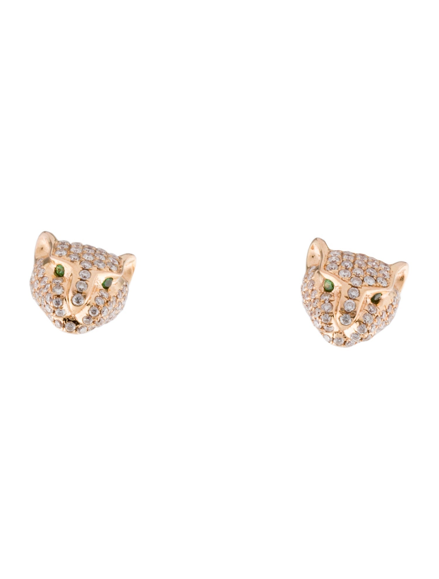 Earrings 18K Diamond & Tsavorite Panther Stud