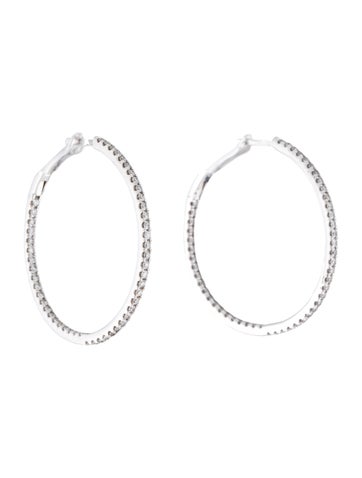 Pre-owned Earrings 14k 1.00ctw Diamond Hoop  In Multi