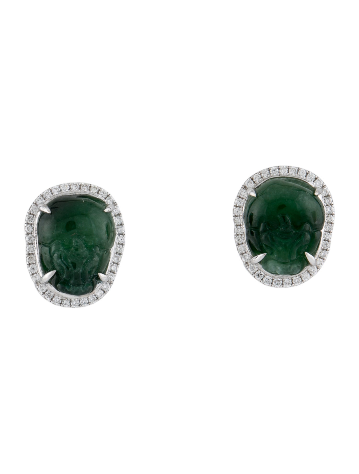 Earrings 18K Dyed Jadeite & Diamond Stud