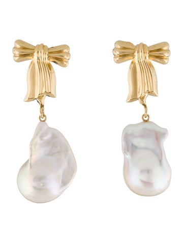 Pre-owned Earrings 14k Pearl Drop  In Multi