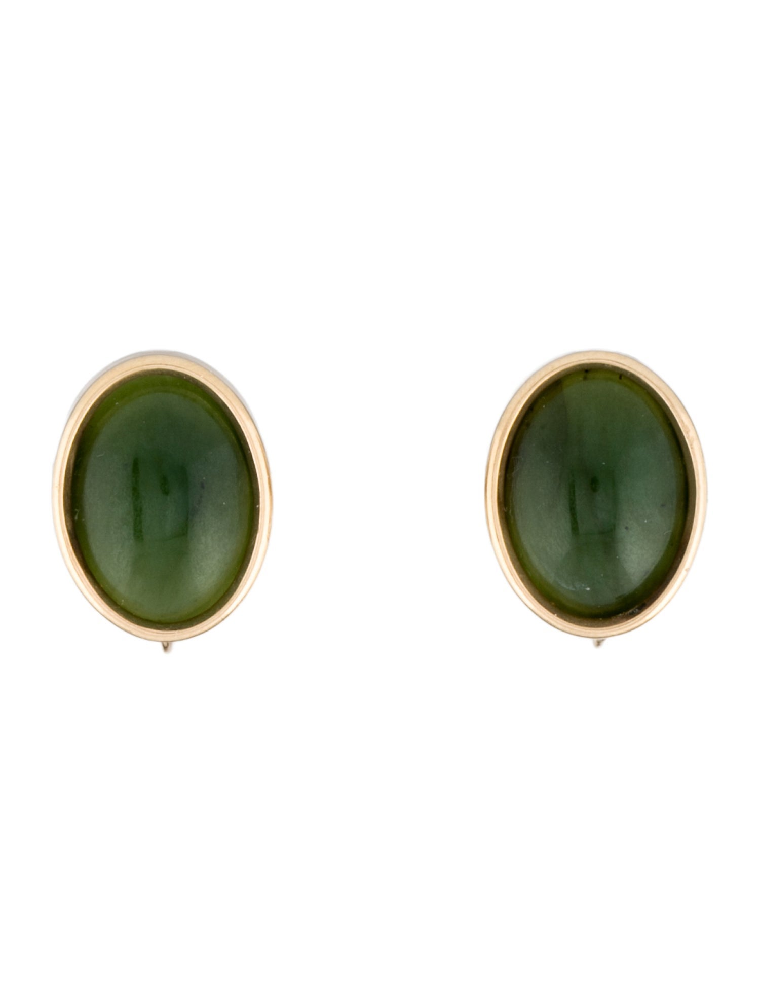 Earrings Vintage 14K Nephrite Clip-On