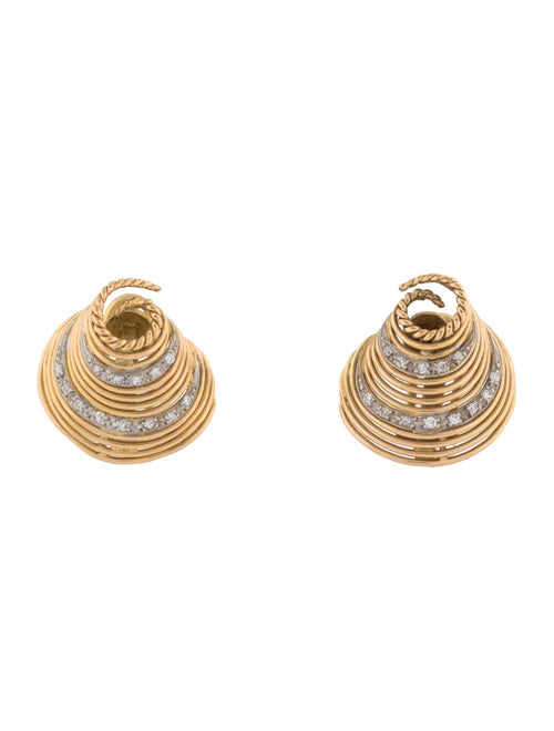 18K Diamond Spiral Earrings yellow