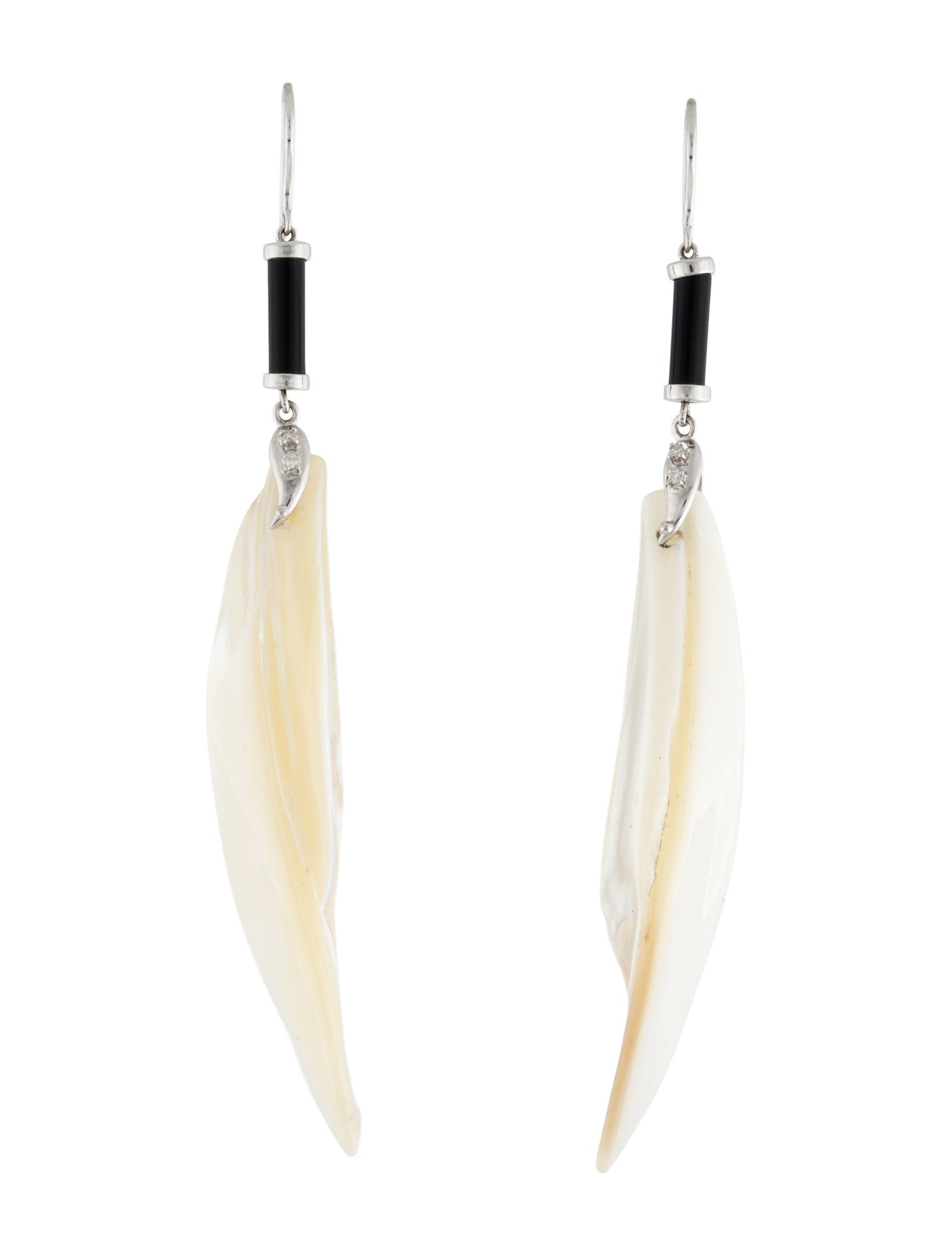 Earrings 18K Mother of Pearl, Onyx & Diamond Chandelier