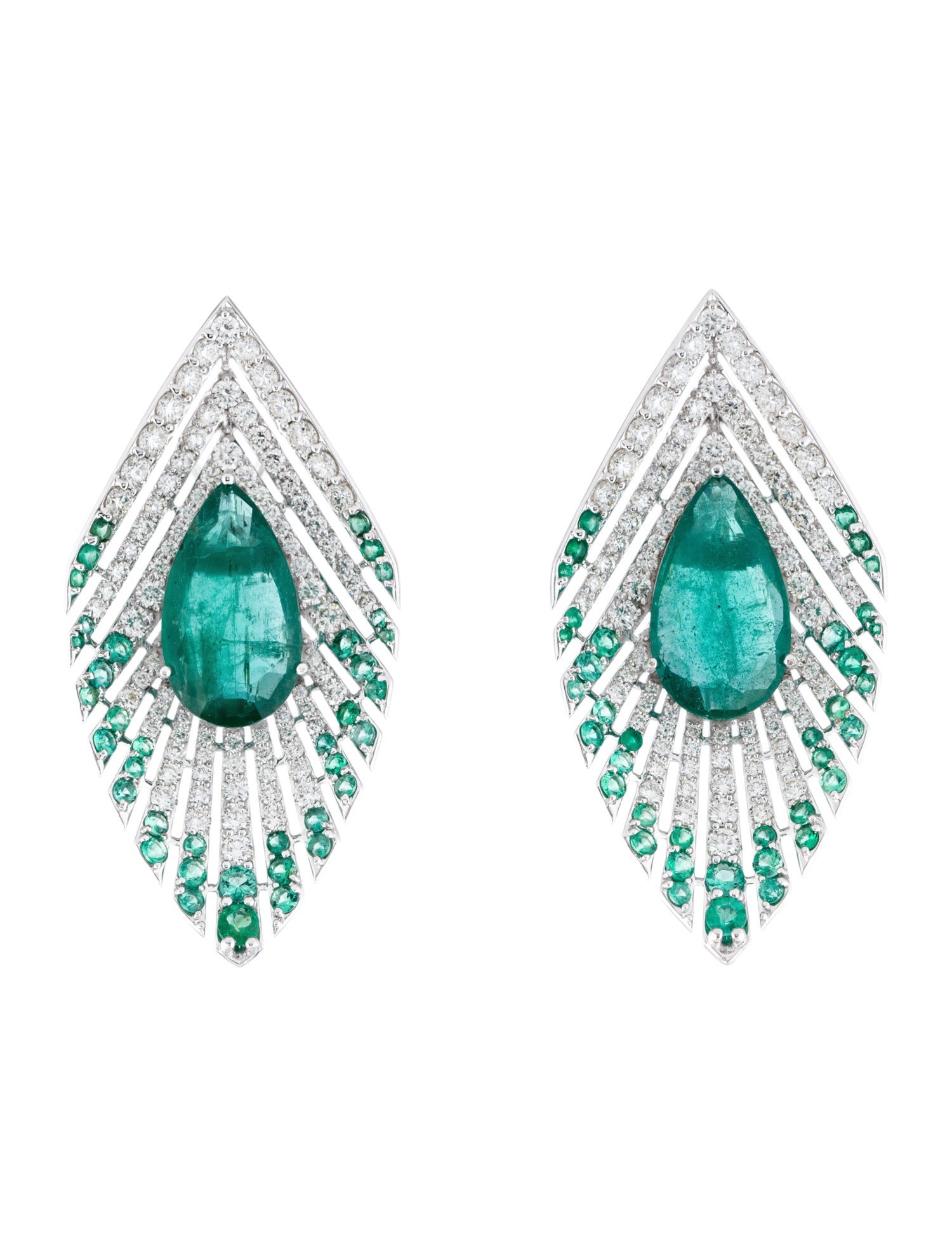 Earrings 18K 12.15ctw Emerald & Diamond Earclip Earrings