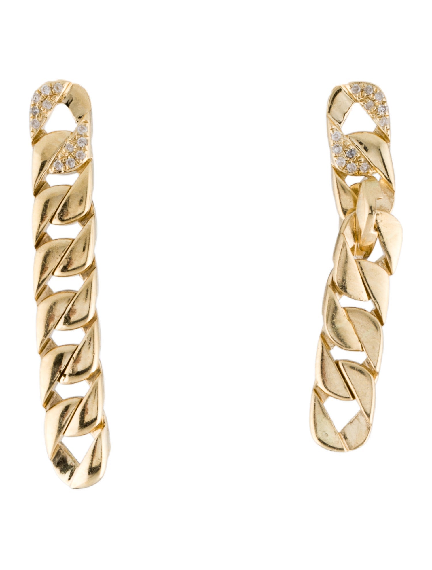 Earrings 14K Diamond Flat Chain Link Drop