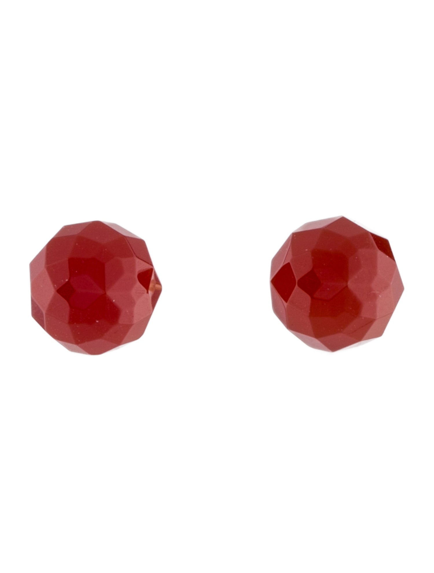 Earrings 18K Carnelian Faceted Bead Stud Earrings