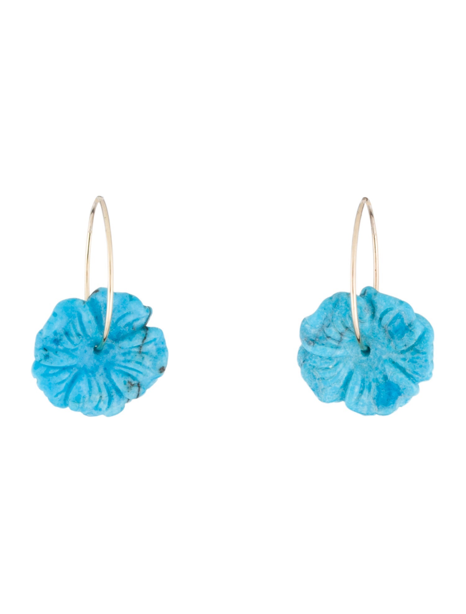 Earrings 14K Hoops w/Composite Turquoise Jackets